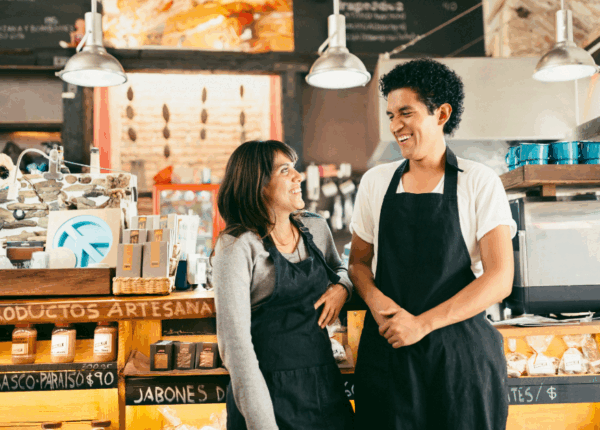co-workers working in store
