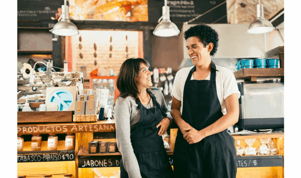 co-workers working in store